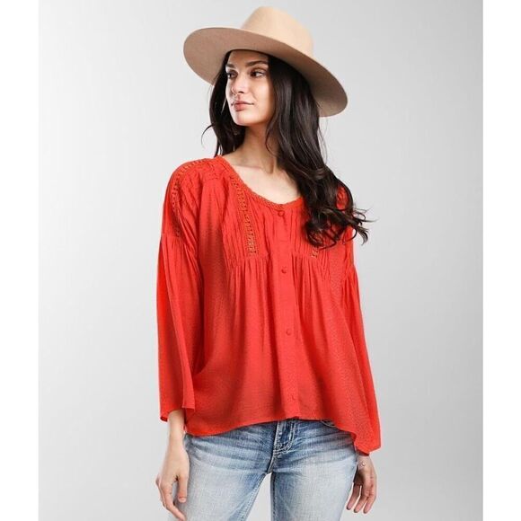 Miss Me Jacquard Peasant Blouse - Size: Small - Picture 1 of 10